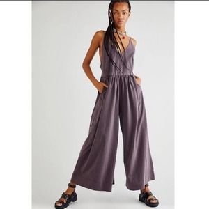 FREE PEOPLE Luna One-Piece Wide-Leg Jumpsuit Small Black